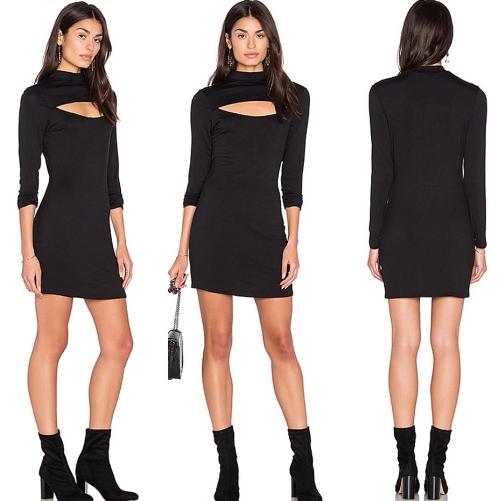 NWT Lulus NYTT High Neck Open Front Mini Dress Long Sleeve
